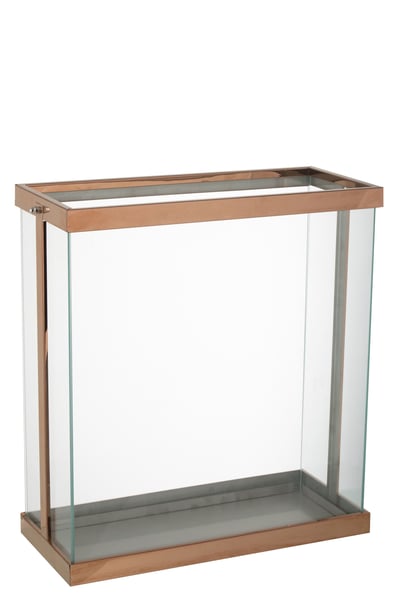 Lantaarn rechthoekig enma ijzer/glas koper large
