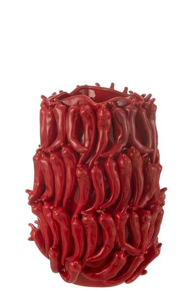 Vaas peppers porselein rood extra large