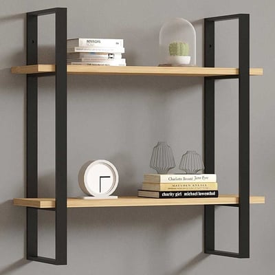 Buba Wandplank | 100% MELAMINE | Saffier Eiken, Zwart