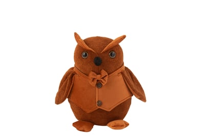 Deurstop uil  bouclé/velvet cognac