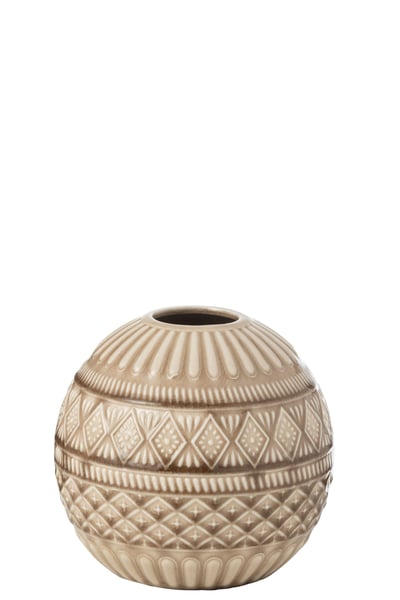 Vaas ball etnisch porselein beige large