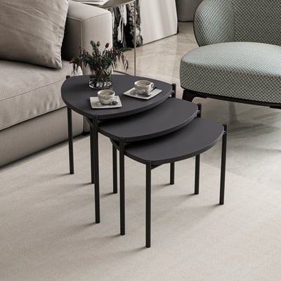 Woody Fashion Nesting Tables - 3 C Set | 100% Melamine Gecoat | Metalen Frame | Antraciet Woody Fashion Nesting Tables - 3 C Set | 100% Melamine Gecoat | Metalen Frame | Antraciet