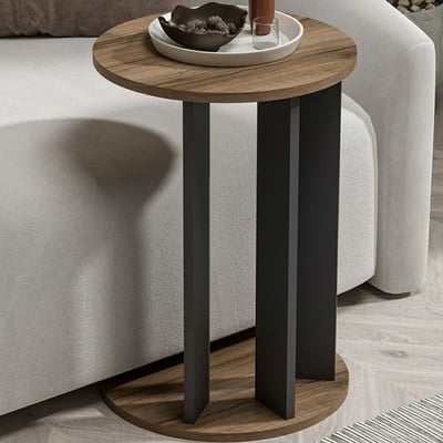 Bijzettafel Ema - 100% MELAMINE - Walnoot - 34 x 64 x 34 cm