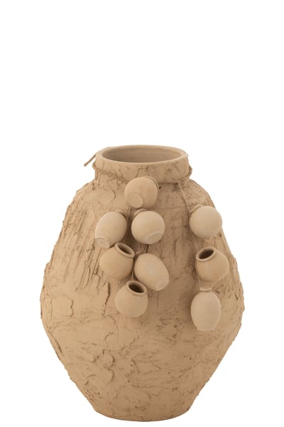 Pot+hangpotjes klei naturel small Pot+hangpotjes klei naturel small