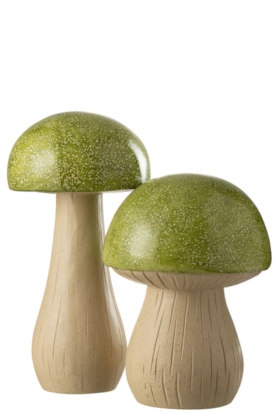 Set van 2 paddenstoelen buiten mgo groen