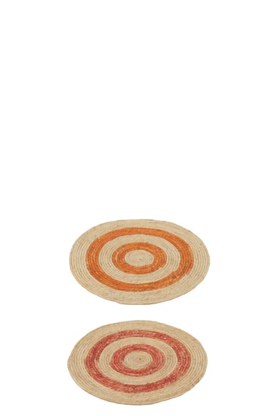 Tapijt/placemat rond cirkels maïs oranje/rood small assortiment van 2