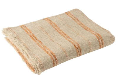 Plaid strepen linnen/katoen beige/roest Plaid strepen linnen/katoen beige/roest