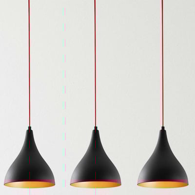 Moderne decoratieve kroonluchter | Strakke en Eigentijdse Verlichting | Zwart Rood
