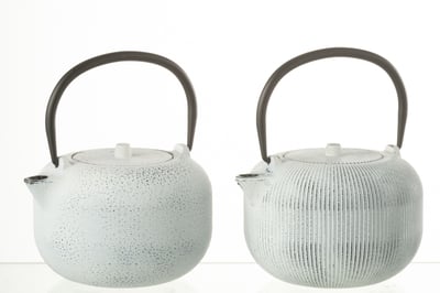 Doos 1 theepot metaal wit assortiment van 2