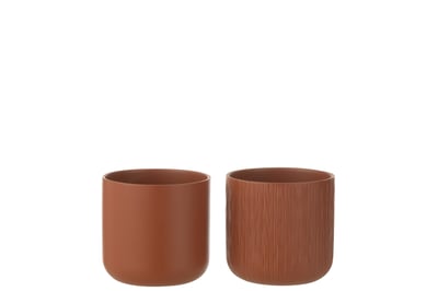Bloempot gen keramiek bruin medium assortiment van 2 Bloempot gen keramiek bruin medium assortiment van 2