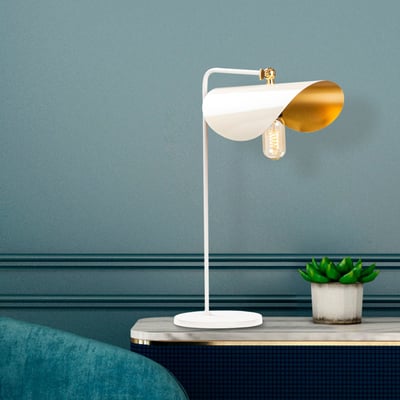 Sivani Tafellamp | METALEN BEHUIZING | Wit, Goud