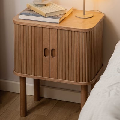 Nachtkastje Langley met opbergruimte - eikfineer