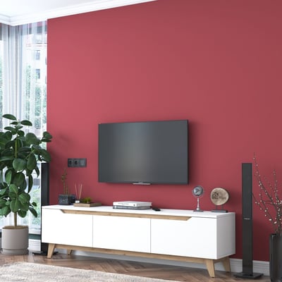 Wren TV-meubel | 100% Melamine Laag | 18mm Dikte | 180cm Breedte x 48cm Hoogte | Wit Notenhout Wren TV-meubel | 100% Melamine Laag | 18mm Dikte | 180cm Breedte x 48cm Hoogte | Wit Notenhout