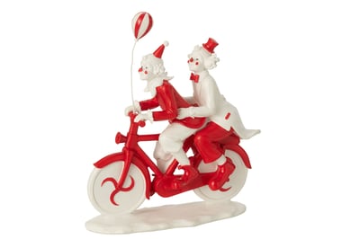 Clown fiets steen rood/wit