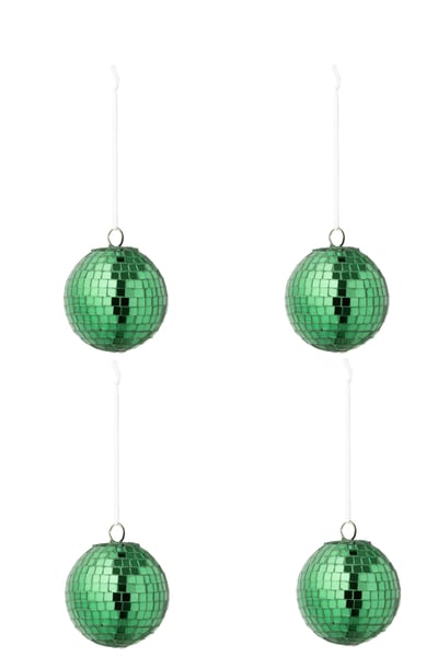 Doos van 4 kerstbal spiegel glas groen small