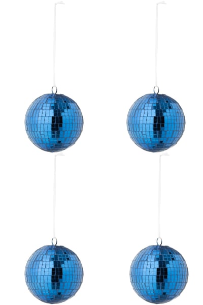 Doos van 4 kerstbal spiegel glas blauw large