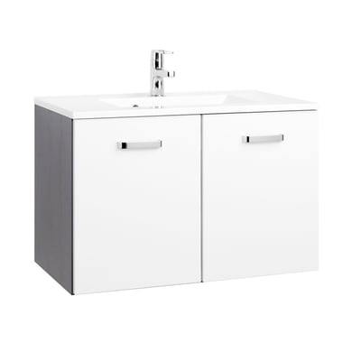 Wastafelmeubel Bobbi 80cm 2 deuren - grafiet/hoogglans wit Wastafelmeubel Bobbi 80cm 2 deuren - grafiet/hoogglans wit