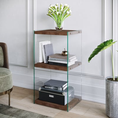 Locelso Walnoot Boekenplank | Massief Houten Kader | Gehard Glas | 100% Grenen | 40x80x35 Locelso Walnoot Boekenplank | Massief Houten Kader | Gehard Glas | 100% Grenen | 40x80x35