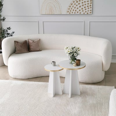 Moderne Goud Witte Salontafel Set 100% Gemelamineerd Spaanplaat - 18mm Dikte