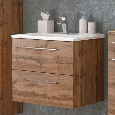 Wastafelmeubel Sefa 60cm 2 lades - wotan eik Wastafelmeubel Sefa 60cm 2 lades - wotan eik