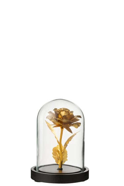 Decoratieve stolp roos glas goudkleurig/zwart small