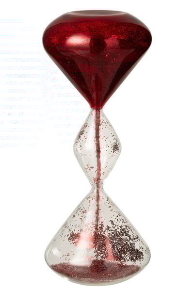 Zandloper glitters glas rood