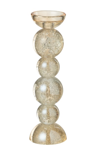 Kaarshouder glas champagnekleurig large