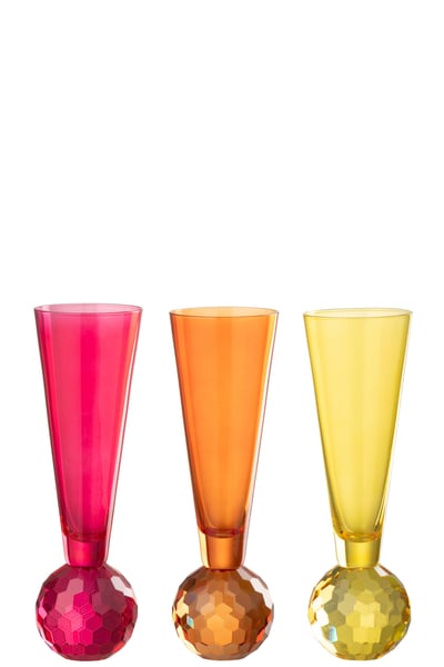 Champagne glas bal glas geel/oranje assortiment van 3