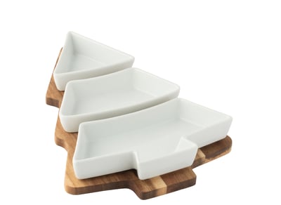 Servies tapas kerstboom keramiek wit