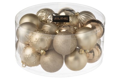 Doos van 30 kerstbal plastiek beige/ecru