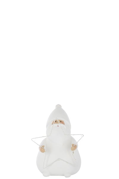 Kerstman led ster polyresin wit small