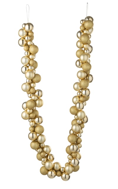 Slinger kerstbal plastiek goudkleurig