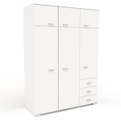 Kinderkamerset Galaxy | Eenpersoonsbed, commode, bureautafel, kledingkast, nachtkastje | Wit