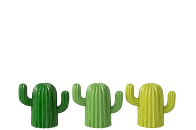 Cactus decoratief polyresin groen small assortiment van 3