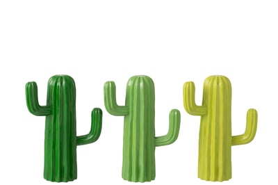 Cactus decoratief polyresin groen medium assortiment van 3