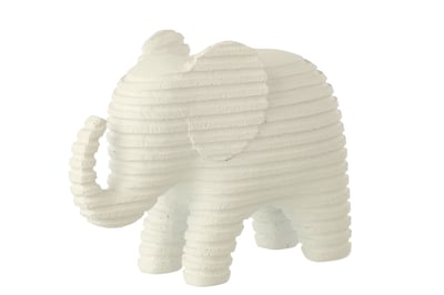 Olifant gestreept polyresin wit large
