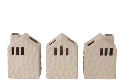 Vaas huis porselein greige assortiment van 3