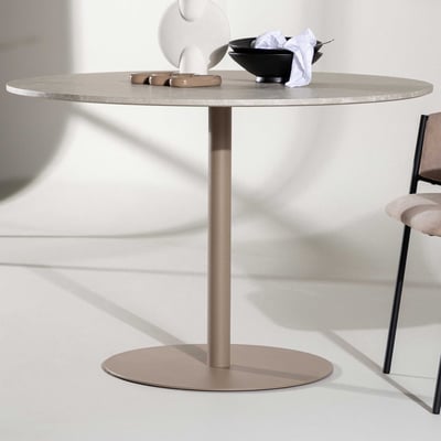 Ronde eettafel Lycke - MDF Marmerlook - Ø110 cm - Beige