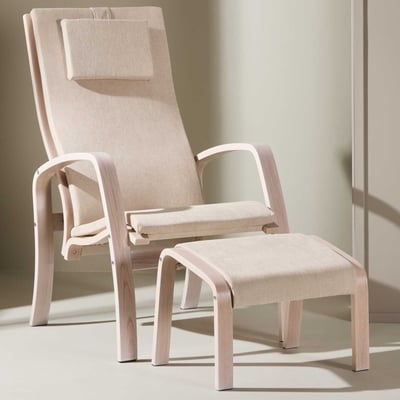 Loungestoel Grötö - Eikenfineer / Polyester - 80x104x63cm - Beige