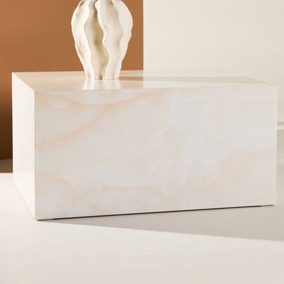 Salontafel York - MDF Marmerlook Lichtgeel - 80x60x40 cm