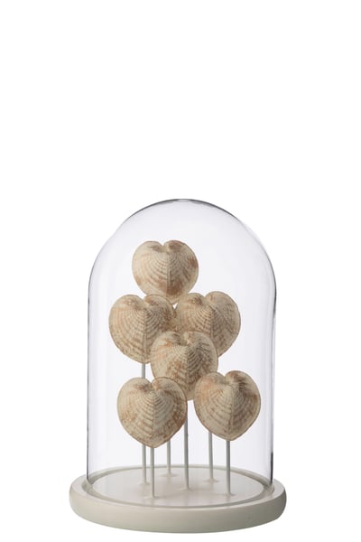 Decoratieve stolp schelp glas wit/gebroken wit small