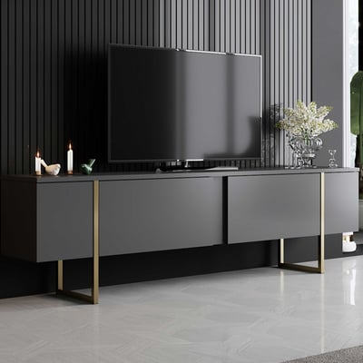 Luxe T TV-meubel | 100% MELAMINE | Antraciet, Goud