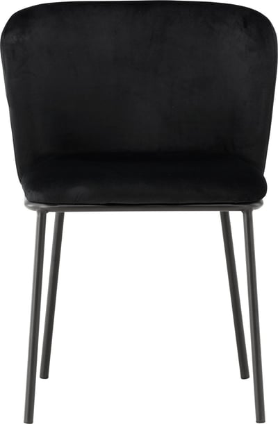 Eetkamerstoel Edina Venture Design - Zwart Fluweel - 60x77x53 cm - 2-pack
