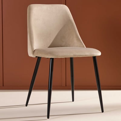 Eetkamerstoelen Night - Polyesterfluweel - 56x83x48 cm - Beige/Zwart