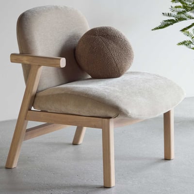 Fauteuil Rile - Rubberhout - 74x77x67 cm - Beige/witgewassen
