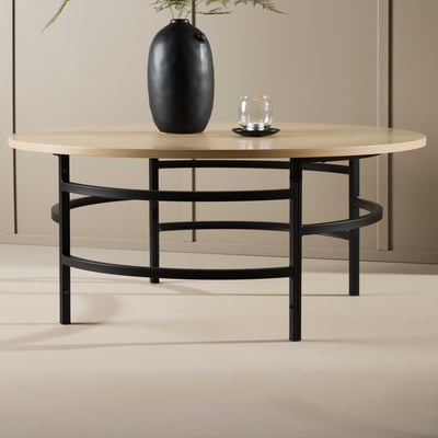 Salontafel Copenhagen - MDF - ⌀100x43cm - Wit/Zwart