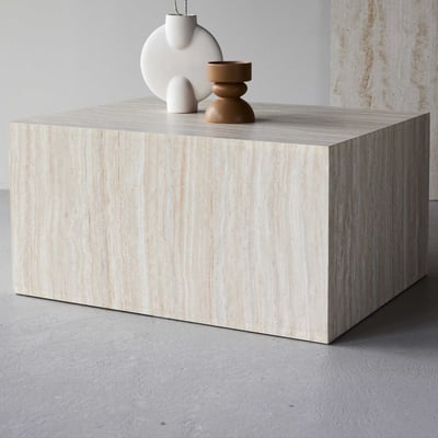 Salontafel York - MDF Travertijnlook - 80x60x40 cm - Beige