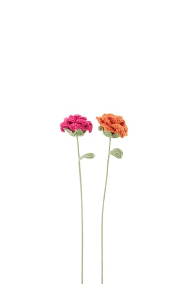 Roos gehaakt polyester donkerroze/oranje assortiment van 2