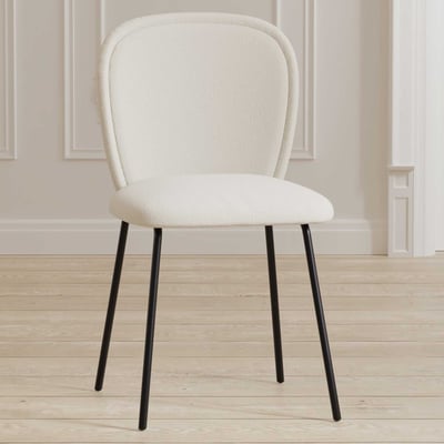 Eetkamerstoel Carl Punsch - Polyesterfluweel - 54x80x46 cm - Crème / Zwart