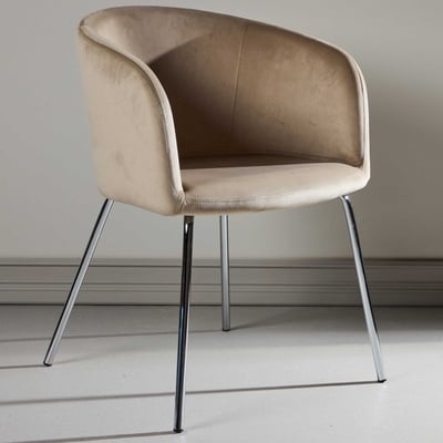 Eetkamerstoel Berit - Beige Fluweel - 55x78x55 cm